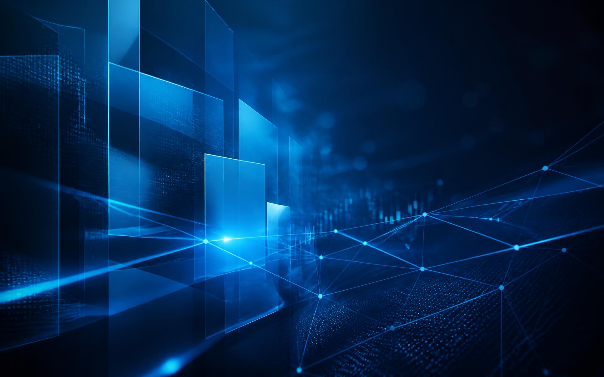 Abstract network of glowing blue data connections representing enterprise technology